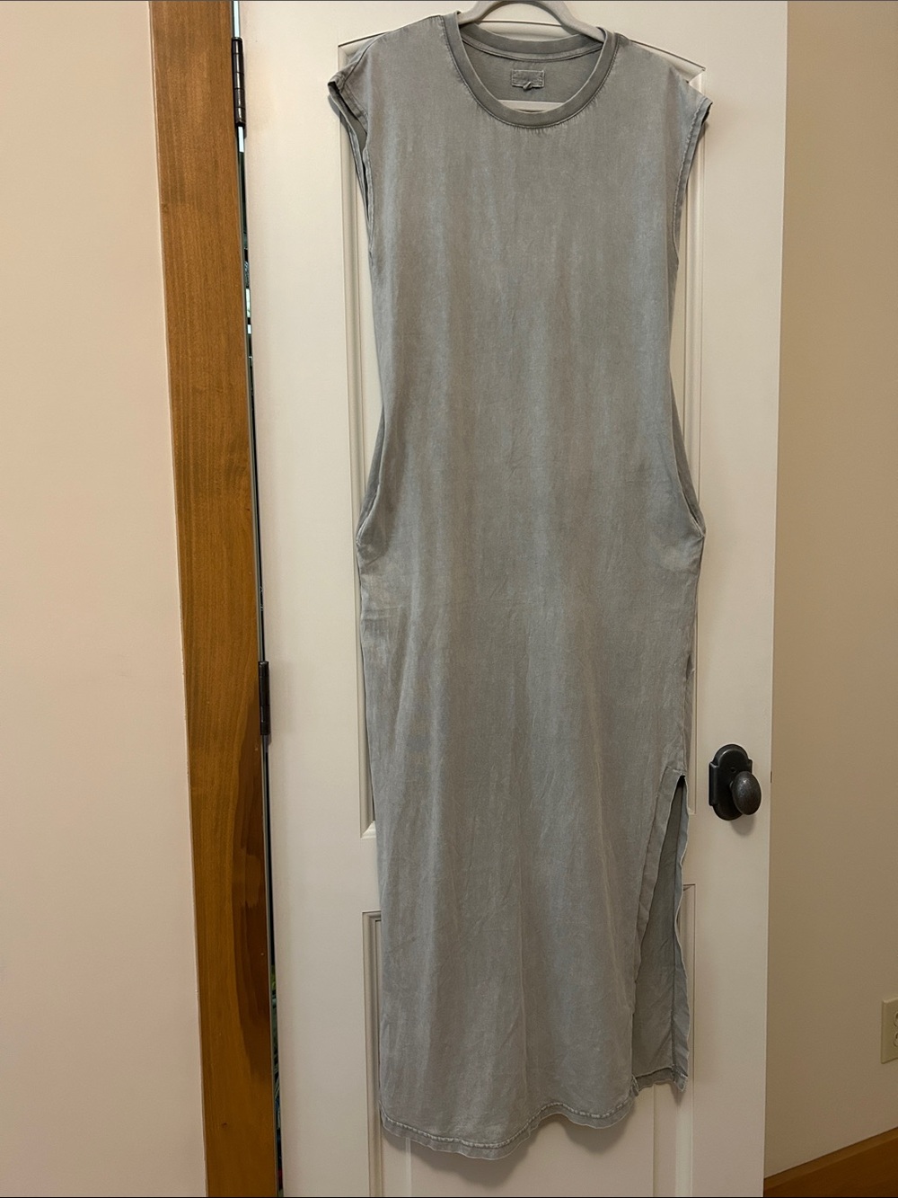 Thread & Supply Sleeveless Maxi Dress in Light Gray with Side Slit